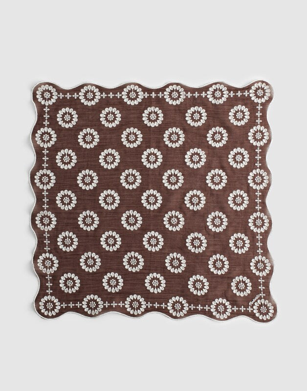 Organic Cotton Eyelet Bandana DARK BROWN