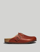 Birkenstock® Boston Textured Leather Soft Footbed Clogs ROAST