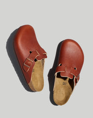 Birkenstock® Boston Textured Leather Soft Footbed Clogs ROAST