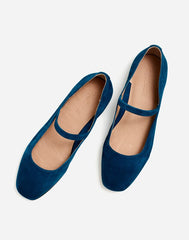The Greta Mary Jane Flat in Suede VINTAGE INK