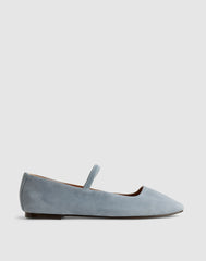 The Greta Mary Jane Flat in Suede SERENE BLUE