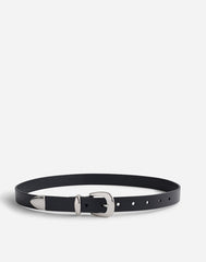 Skinny Leather Western Belt TRUE BLACK