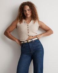 Skinny Leather Western Belt PALE OYSTER