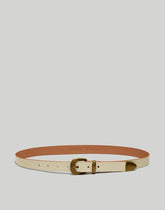 Skinny Leather Western Belt PALE OYSTER