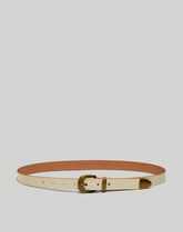 Skinny Leather Western Belt PALE OYSTER