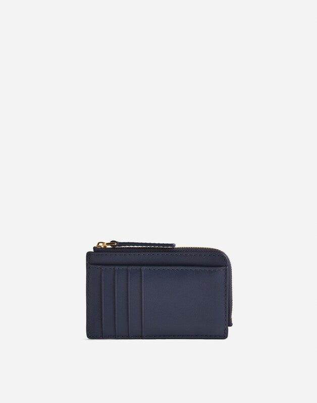 The Zip Card Case Wallet in Waxed Leather NIGHTTIME