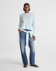 Linen Drop-Shoulder Sweater LIGHT TURQUOISE
