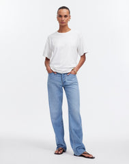 Cotton Relaxed Oversized Tee EYELET WHITE