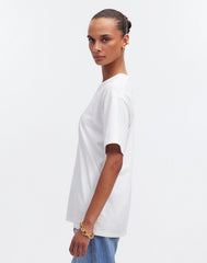 Cotton Relaxed Oversized Tee EYELET WHITE