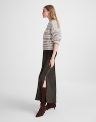 Satin Maxi Slip Skirt MIDNIGHT OLIVE