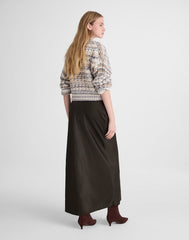 Satin Maxi Slip Skirt MIDNIGHT OLIVE