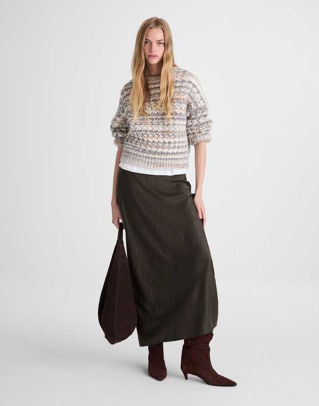 Satin Maxi Slip Skirt MIDNIGHT OLIVE