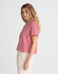 The Easy Crop Crew Tee in Soft Slub FESTIVAL RED
