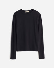 Plus Drapey Rib Long-Sleeve Tee in Stripe JET BLACK