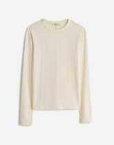 Plus Drapey Rib Long-Sleeve Tee in Stripe WINTER WHITE
