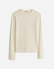 Plus Drapey Rib Long-Sleeve Tee in Stripe WINTER WHITE