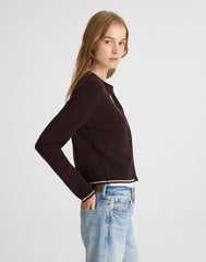 Cashmere Button-Front Cardigan Sweater MOLASSES COMBO