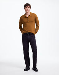 Milano-Knit Sweater Polo Shirt in Merino Wool RICH CAMEL