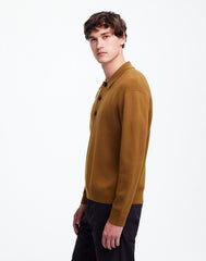 Milano-Knit Sweater Polo Shirt in Merino Wool RICH CAMEL