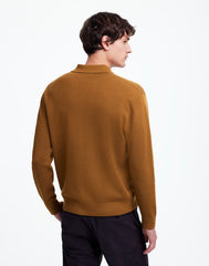 Milano-Knit Sweater Polo Shirt in Merino Wool RICH CAMEL