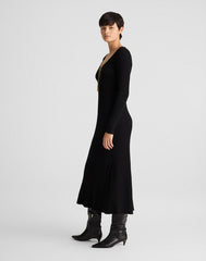 The Signature Knit V-Neck Midi Dress ABYSS