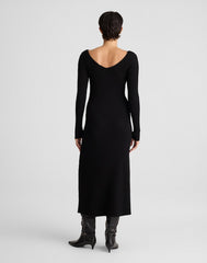 The Signature Knit V-Neck Midi Dress ABYSS
