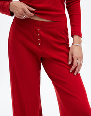 Madewell x LESET Pointelle Perfect Tee & Pant Set CHERRY