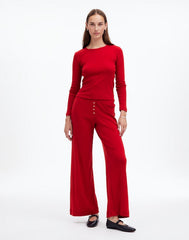Madewell x LESET Pointelle Perfect Tee & Pant Set CHERRY