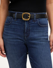 Sculptural Buckle Belt in Leather TRUE BLACK