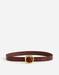 Sculptural Buckle Belt in Leather SOFT MAHOGANY