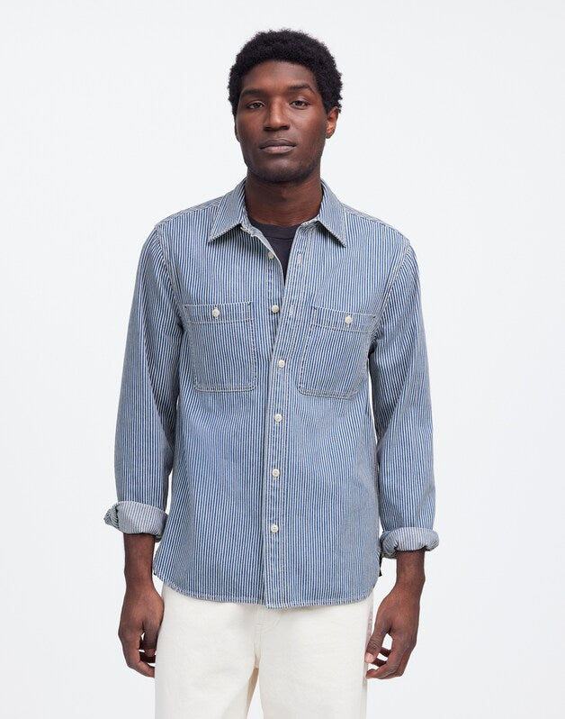 Indigo-Dyed Shirt in Engineer Stripe KERRVILLE WASH