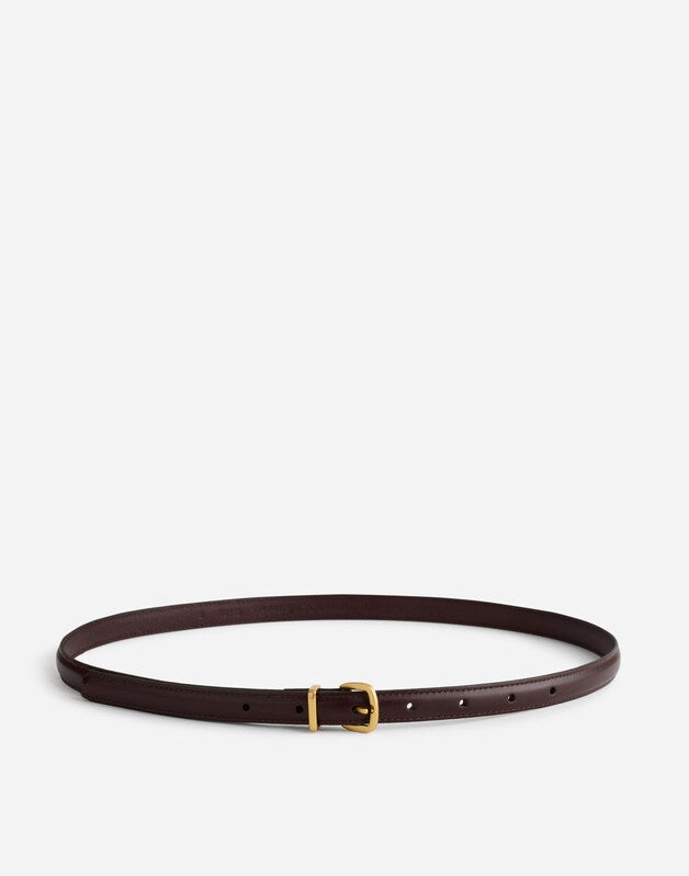 The Essential Skinny Leather Belt DARK CAROB
