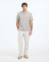 Basketweave Short-Sleeve Button-Up DUSTY CELADON