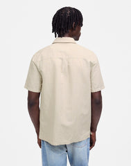 Button-Up Short-Sleeve Shirt in Cotton-Linen Blend BENGAL PLAID