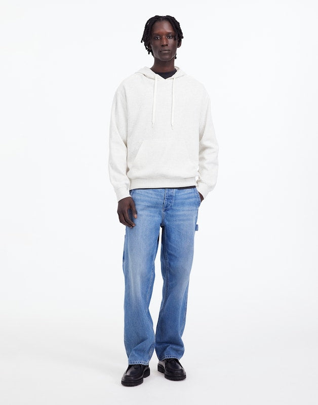 French Rib Knit Hoodie Sweatshirt HEATHER VINTAGE IVORY