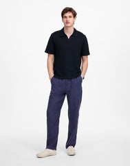 Johnny-Collar Polo in Heavyweight Mesh DARK NAVY