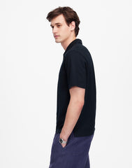 Johnny-Collar Polo in Heavyweight Mesh DARK NAVY