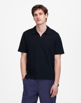 Johnny-Collar Polo in Heavyweight Mesh DARK NAVY