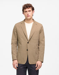 Unstructured Three-Button Blazer in Cotton Blend DESERT TAUPE