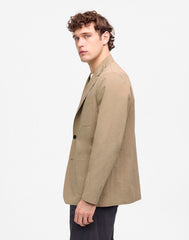Unstructured Three-Button Blazer in Cotton Blend DESERT TAUPE