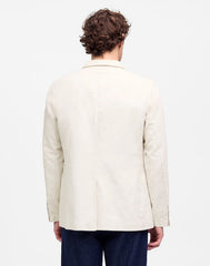 Double-Breasted Blazer in Cotton-Linen Blend BONE