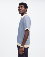 Tuck Stitch Johnny-Collar Sweater Polo DOVE