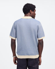 Tuck Stitch Johnny-Collar Sweater Polo DOVE