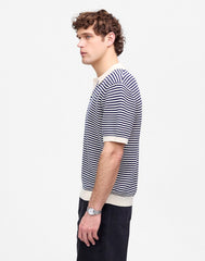 Pointelle Stitch Single-Button Sweater Polo ANTIQUE NAVY