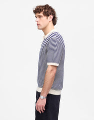 Pointelle Stitch Single-Button Sweater Polo ANTIQUE NAVY