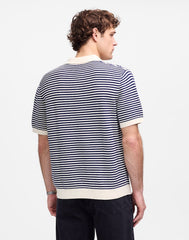 Pointelle Stitch Single-Button Sweater Polo ANTIQUE NAVY