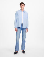 Straight-Hem Cotton Button-Up Shirt WHISPER BLUE
