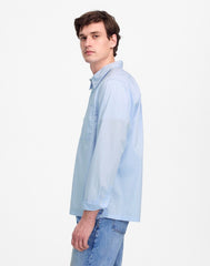 Straight-Hem Cotton Button-Up Shirt WHISPER BLUE
