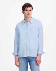 Straight-Hem Cotton Button-Up Shirt WHISPER BLUE