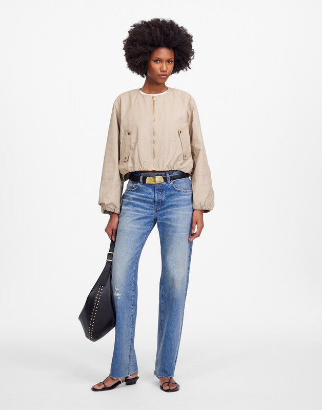 Bubble-Sleeve Bomber Jacket KHAKI